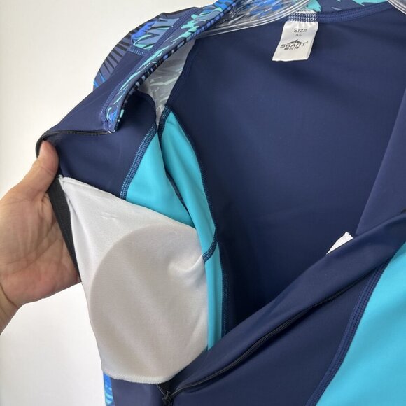 Sbart Women's XL Swim Rashguard One-Piece Shorty LS Blue EUC - Picture 5 of 11